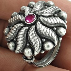 Antique Look 925 Sterling Silver Ruby Gemstone Ring Jewelry Wholesale