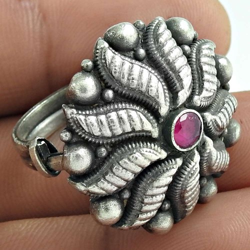 Dainty 925 Sterling Silver Ruby Gemstone Ring Vintage Jewelry
