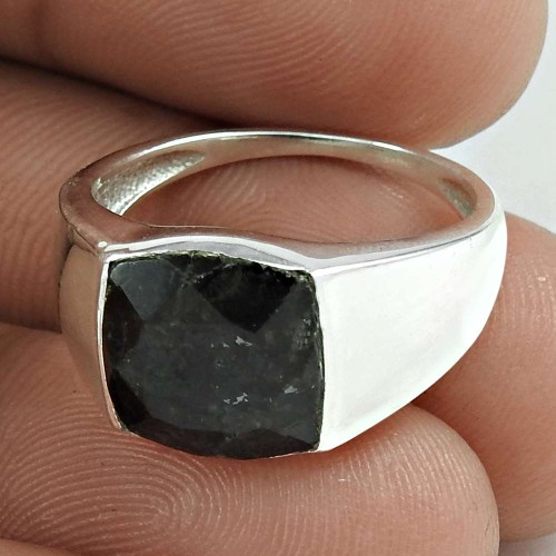 Rattling 925 Sterling Silver Black Melam Gemstone Ring Jewelry