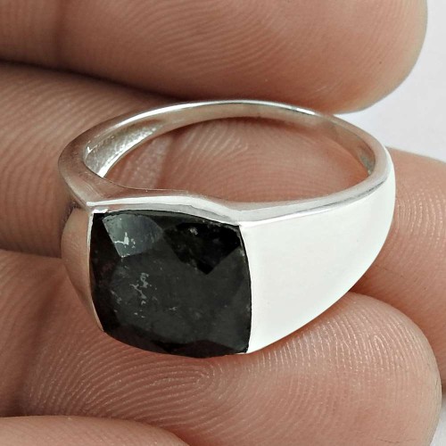 Scrumptious 925 Sterling Silver Black Melam Gemstone Ring Jewelry