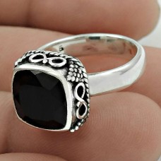 Black Onyx Gemstone Ring Size 5.5 925 Solid Sterling Silver Jewelry I17