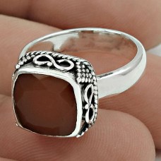 Wedding Gift 925 Sterling Silver Jewelry Carnelian Gemstone Ring Size 7 B49