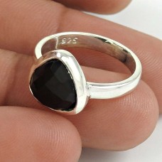 Natural BLACK ONYX HANDMADE Jewelry 925 Solid Sterling Silver Ring Size 7.5 GG8