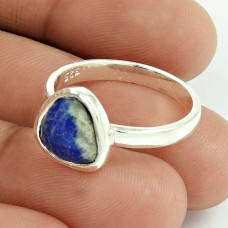 Natural LAPIS LAZULI HANDMADE Jewelry 925 Solid Sterling Silver Ring Size 8 OO9
