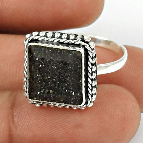 Black Sunstone Ring Size 8 925 Sterling Silver Ethnic Jewelry SK23