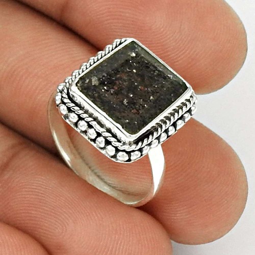 Black Sunstone Ring Size 6 925 Sterling Silver Ethnic Jewelry SK38