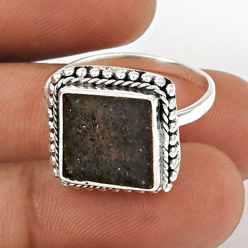 Black Sunstone Ring Size 9 925 Sterling Silver Tribal Jewelry SK41