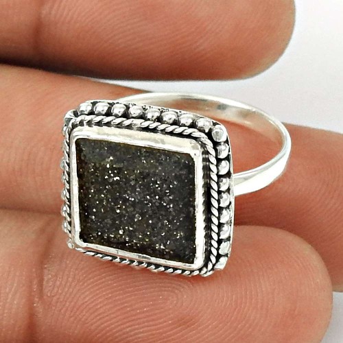 Black Sunstone Ring Size 7 925 Sterling Silver Ethnic Jewelry SK42