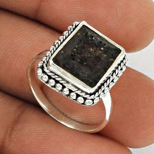 Black Sunstone Ring Size 7 925 Sterling Silver Vintage Jewelry SK28
