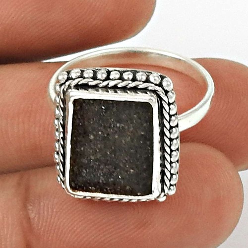 Black Sunstone Ring Size 7.5 925 Sterling Silver Ethnic Jewelry SK31