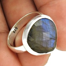 Labradorite Gemstone Ring Size 8 925 Sterling Silver Ethnic Jewelry SK56