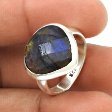 Well-Favoured 925 Sterling Silver Labradorite Gemstone Ring Size 8 Jewelry C78