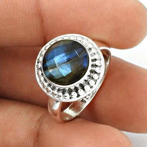Natural LABRADORITE Gemstone Ring Size 8 925 Silver HANDMADE Jewelry GG26