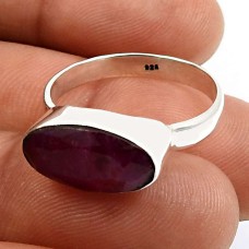 925 Sterling Fine Silver Jewelry Baguette Shape Ruby Gemstone Ring Size 8 W28