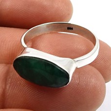 Baguette Shape Emerald Gemstone Ring Size 9 925 Sterling Silver Fine Jewelry J29