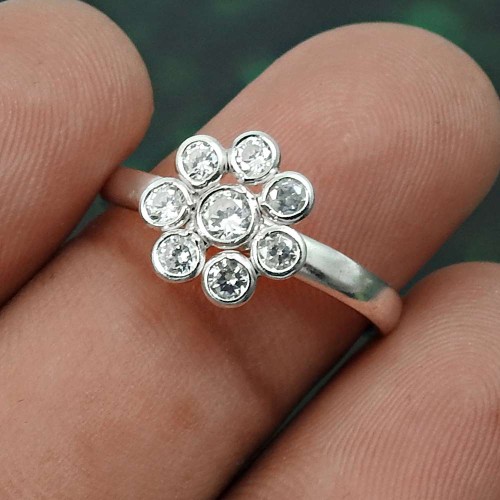 White CZ Gemstone Ring 925 Sterling Silver Handmade Jewelry C70
