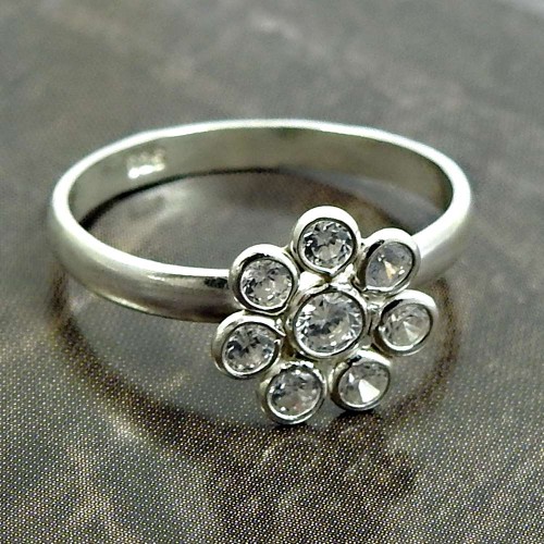 White CZ Gemstone Ring 925 Sterling Silver Ethnic Jewelry Y69