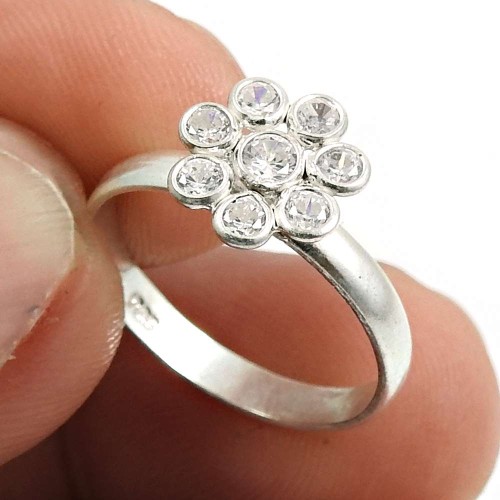 White CZ Gemstone Ring 925 Sterling Silver Vintage Look Jewelry Z69