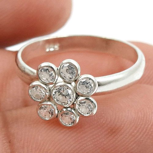 White CZ Gemstone Ring 925 Sterling Silver Stylish Jewelry A70