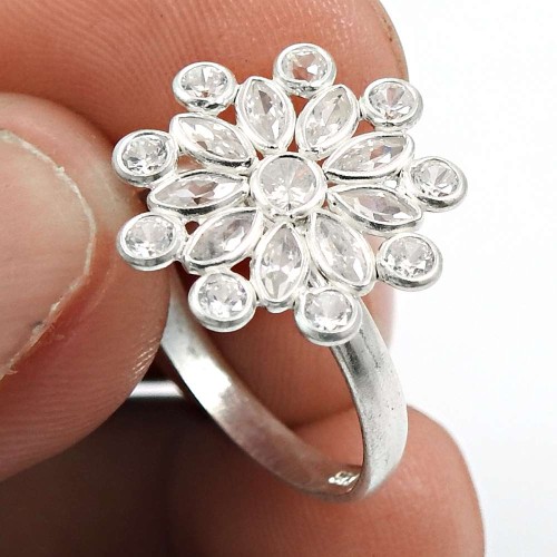 White CZ Gemstone Ring 925 Sterling Silver Handmade Jewelry M70