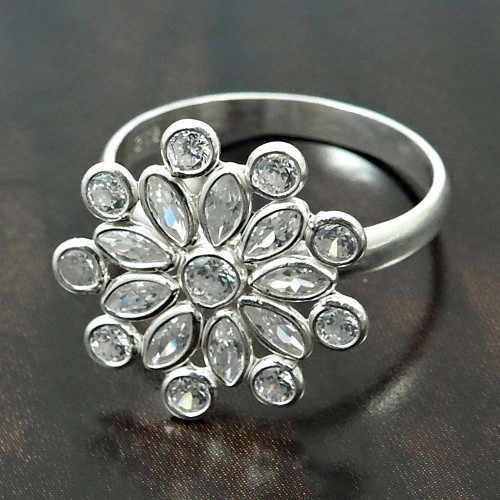 White CZ Gemstone Ring 925 Sterling Silver Stylish Jewelry K70