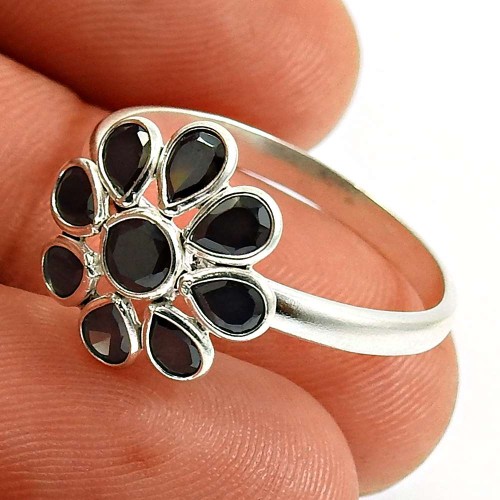 Black CZ White CZ Gemstone Ring 925 Sterling Silver Indian Handmade Jewelry Y70