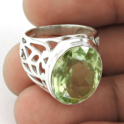 Delicate!! 925 Silver Green Amethyst Ring