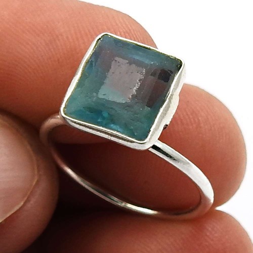 Fluorite Gemstone Ring Size 6 925 Sterling Silver Jewelry L18