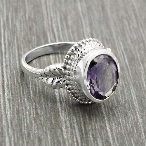 Amethyst Gemstone Jewelry 925 Sterling Silver Ring Size 7 B43