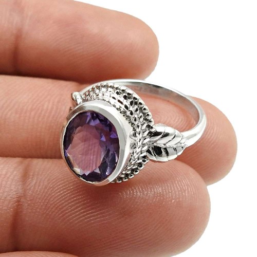 Amethyst Gemstone Ring Size 7 925 Solid Sterling Silver Jewelry C43