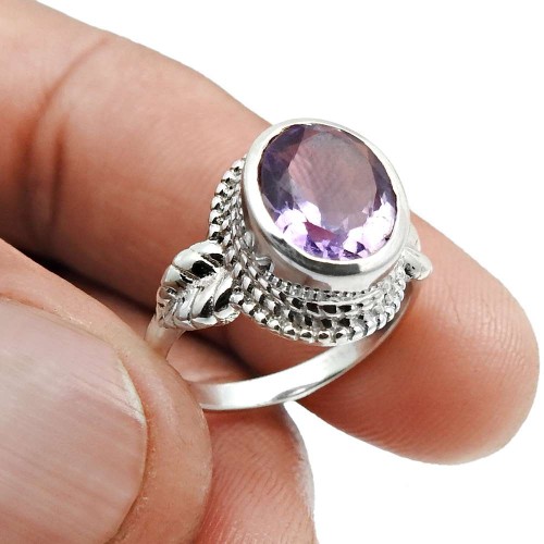 Amethyst Gemstone Ring Size 9 925 Solid Sterling Silver Jewelry N43