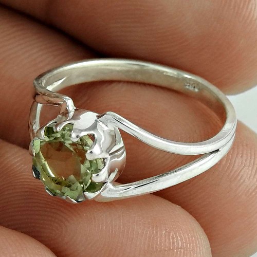 Awesome Style Of! 925 Silver Green Amethyst Ring