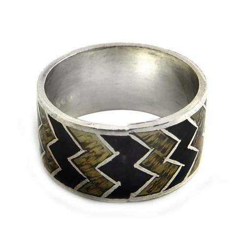 Gorgeous Design!! 925 Sterling Silver Enamel Ring