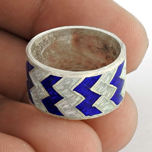 Beautiful!! 925 Sterling Silver Enamel Ring