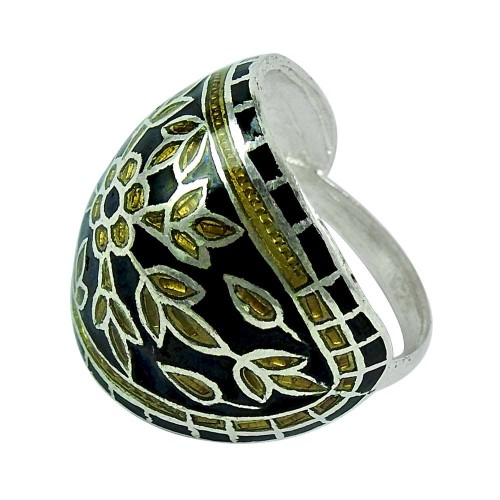 Large Stunning!! 925 Sterling Silver Enamel Ring