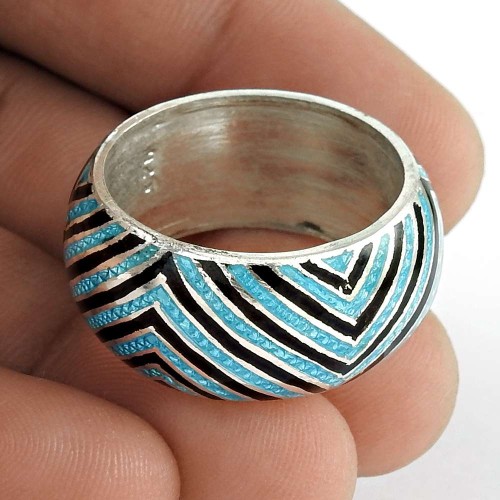 Popular Design !! 925 Sterling Silver Enamel Ring