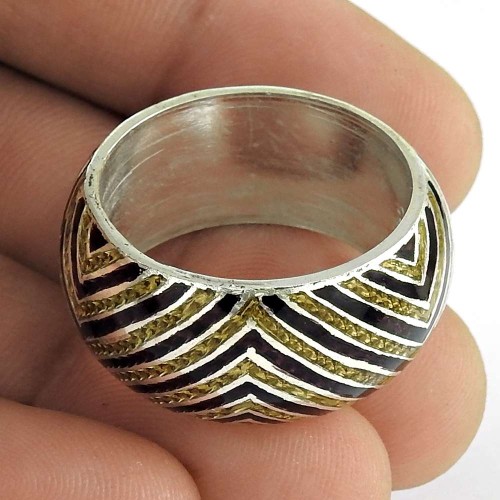 Excellent !! 925 Sterling Silver Enamel Ring