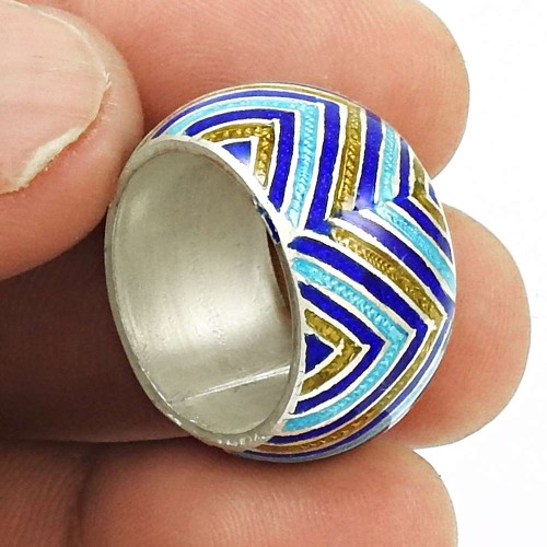 925 Sterling Silver HANDMADE Jewelry Inlay Band Ring Size 6 GT31