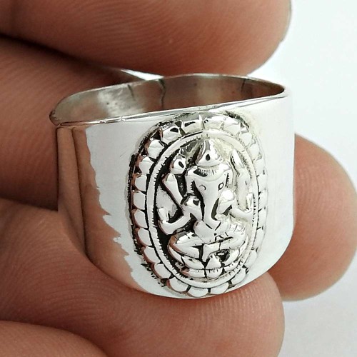 Party Wear 925 Sterling Silver Ganesha Ring Jewellery