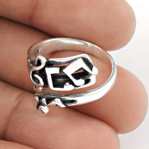Oxidized Ring Size 7.5 925 Solid Sterling Silver HANDMADE Indian Jewelry F52