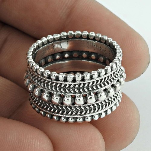 Rava Work Oxidised 925 Sterling Silver Ring Jewellery