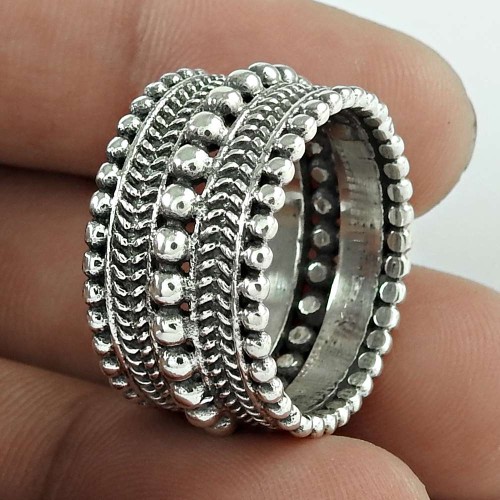 Rava Work Oxidised Sterling Silver Artisan Ring Jewellery