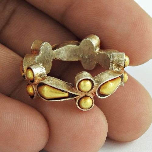 Stunning Gold Plated 925 Sterling Silver Ring Ethnic Silver Jewellery