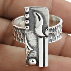 Geometric Ring Size 7 925 Solid Sterling Silver HANDMADE Indian Jewelry P21