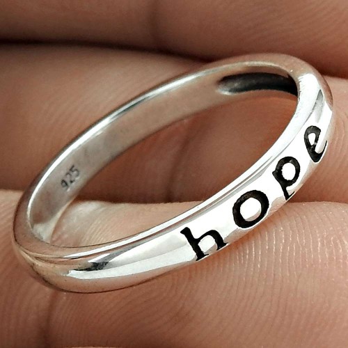 Indian HANDMADE Jewelry 925 Solid Sterling Silver Hope Ring Size 10 L22