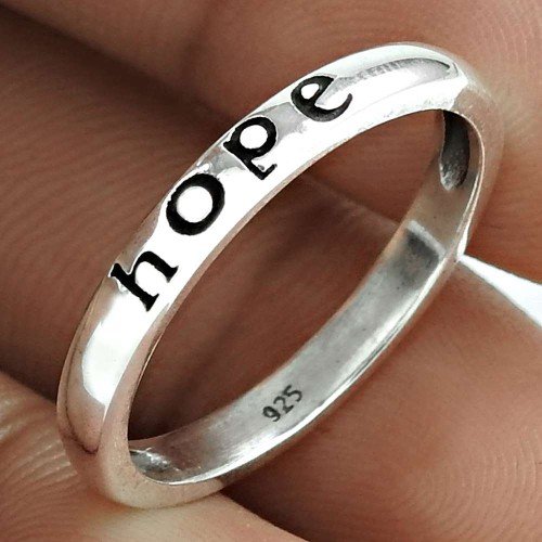925 Sterling Silver HANDMADE Jewelry Hope Ring Size 10 O22