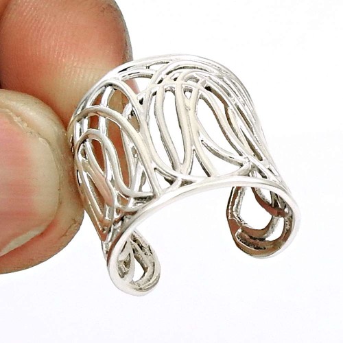 Indian HANDMADE Jewelry 925 Solid Sterling Silver Mesh Ring Size 5 GH25