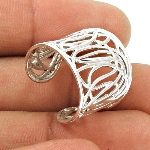 HANDMADE 925 Solid Sterling Silver Jewelry Mesh Ring Size 6 ZY28