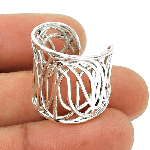 HANDMADE Indian Jewelry 925 Solid Sterling Silver Mesh Ring Size 6 BA29