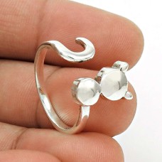 Well-Favoured Solid 925 Sterling Silver Cat Design Ring Size 7.5 Antique Jewelry E88